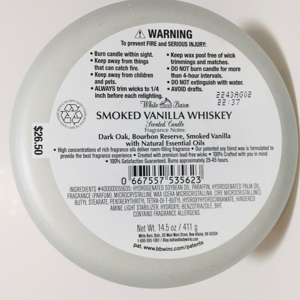 SMOKED VANILLA WHISKEY 3 Wick Candle - Picture 3 of 3